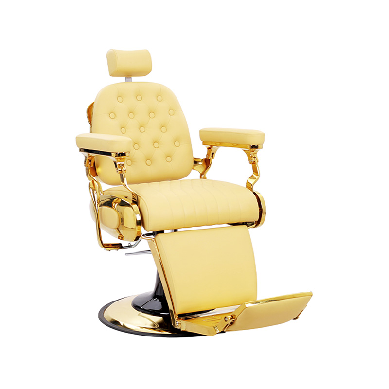 Silla de salón vintage para afeitar cejas con marco chapado en oro amarillo HZ8796C