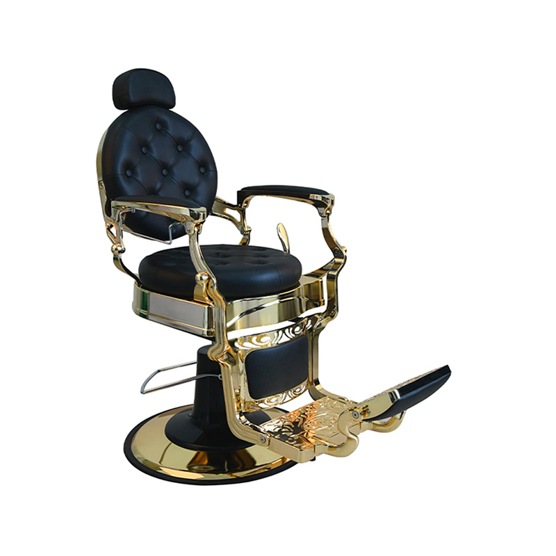 HZ8799AGD Silla de barbero vintage bañada en oro negro