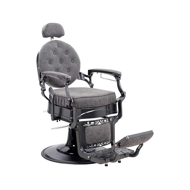 Silla de peluquería retro hidráulica con cojín cuadrado gris HZ8799M