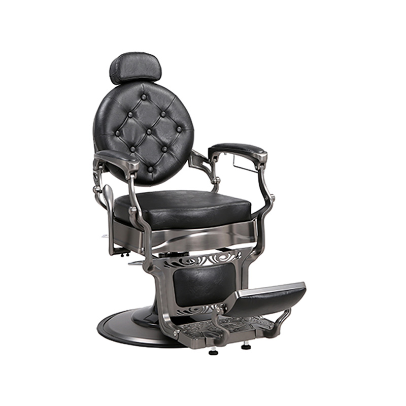 Silla de peluquería retro hidráulica con cojín cuadrado gris HZ8799Q-H Gun