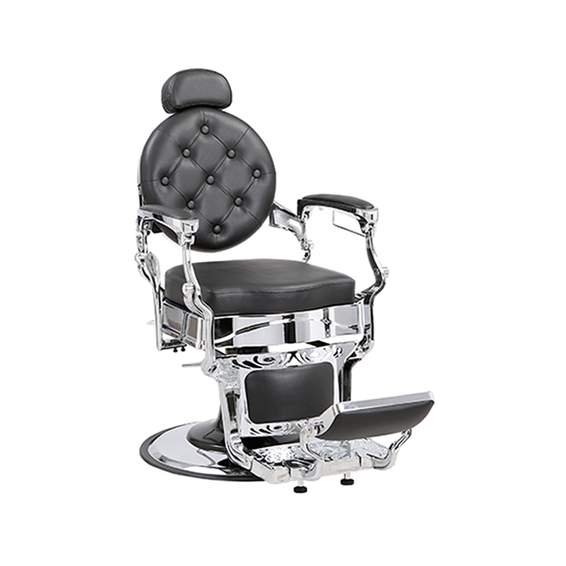 HZ8799S-L Silla de barbero retro negra con cojín cuadrado