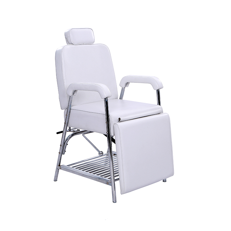 Silla de champú reclinada para salón de belleza blanca HZ016