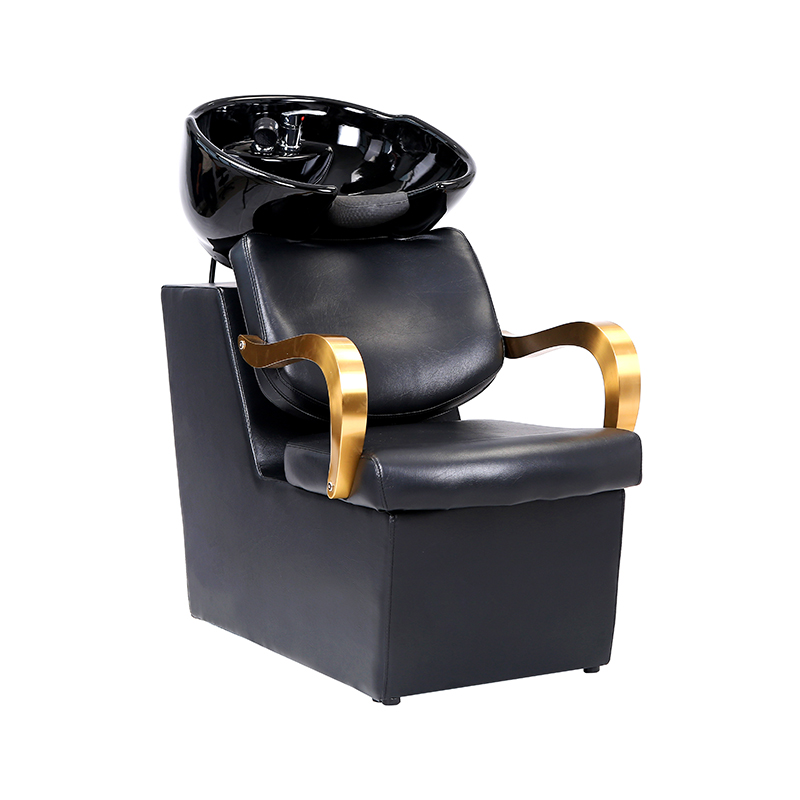 Silla de champú reclinable con reposabrazos dorados HZ9105Z