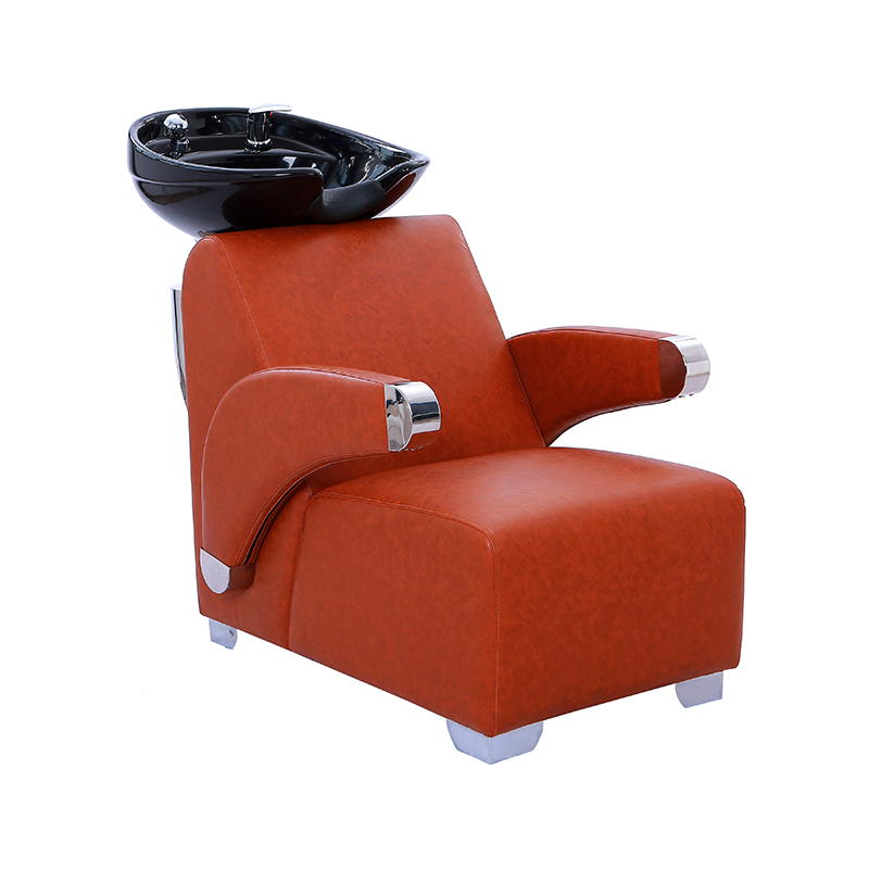 HZ9012 Silla de champú con retrolavado y cuenco de cerámica marrón rojo