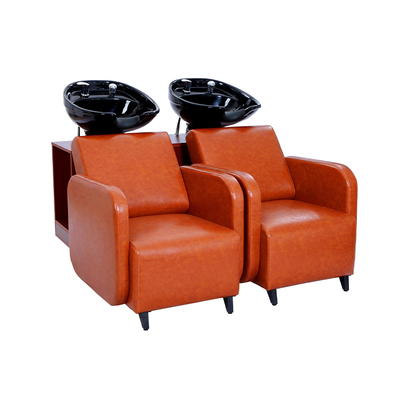 HZ9101 Silla de estación de champú de doble asiento marrón rojo