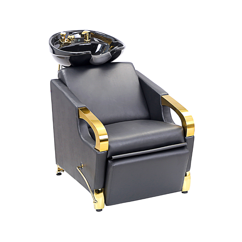 HZ9018 / HZ9018G Unidad de retrolavado de champú Blak & gold: cuenco de porcelana blanca inclinable