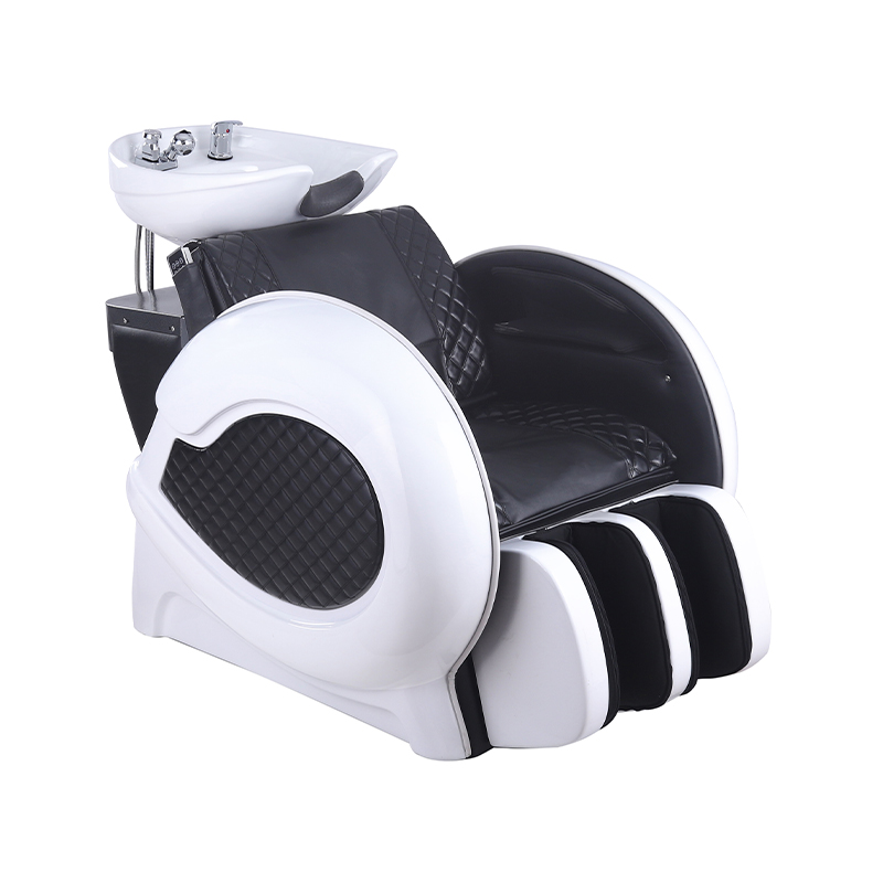 Silla de champú para salón de masajes eléctricos en blanco y negro HZ9074