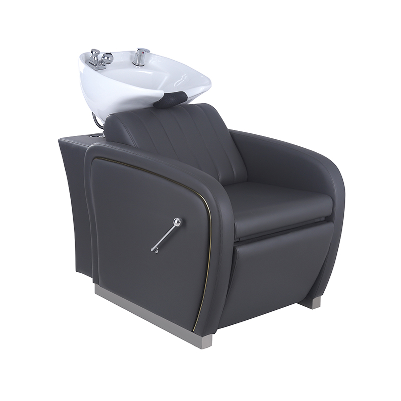 HZ9089E Silla de champú negra y de hilo con reposapiernas